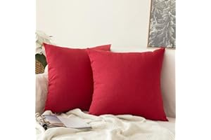 MIULEE Zestaw 2 poszewek na poduszki o wyglądzie lnu, dekoracyjne, miękkie, na sofę, kanapę, do sypialni, z ukrytym zamkiem błyskawicznym, 40 x 40 cm, czerwone