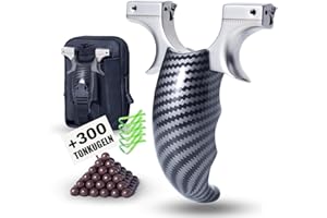 ‎ZETTERRANK Zetterrank Steinschleuder Profi Set,Super-Clip Zwille,Schleuder mit Gummiband,Slingshot mit Ersatzgummi und Tonkugeln,Sportgerät in Bundle Sets.