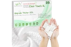 fancyou Large Compressed Towels, Thicken Camping Wet Wipes, Disposable Travel Size, Easy to Carry, Individually Wrapped to Stay Clean for Travel Essentials/Hotel(EU-CT-XL-IW-20 Count)