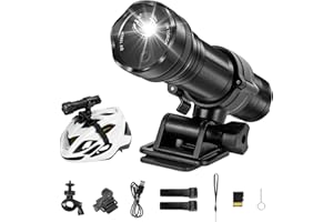 Cozion Helmet Cameras 1080P Action Camera Waterproof Flashlight with 5 Lighting Modes Outdoor Motorcycle Cycling Helmet Video Cam 2600mah with 32GB SD Card