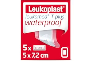 LEUKOPLAST Leukomed T Plus - Sterile Wound Dressing - Waterproof and Breathable, First-aid Plasters - Transparent - Ideal for Postoperative Care – 5 cm x 7.2 cm – Box of 5
