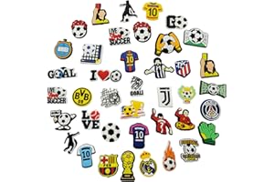 AYSYR Lot de 40 Broches de Football pour Crocs, Ensemble de Connecteurs Mignons et Breloques en PVC pour Chaussures à Trous, Accessoires de Dessin Animé pour Décoration DIY