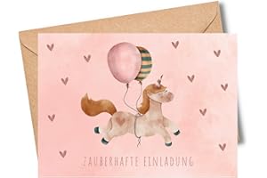 ‎MEINBABY123 MeinBaby123® 10 Einladungskarten Kindergeburtstag Mädchen | süße Geburtstagseinladungen für Kinder | Einhorn Einladungskarten | inkl. 10 Briefumschläge | Premium Qualität (Einhorn V7)