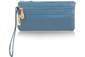 simarro Wristlet Clutch Purse, Lambskin Soft Leather Long Multi-pocket Wrist Bag With Strap Portable Wallet for Women Coin Pocket Credit Card ID Key Headset Lipstick Phone