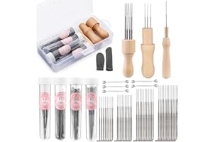 dipeer 117 Pcs Needle Felting Kit, Felting Kit, Needle Felting Kits for Beginners 1/3/8 Wooden Handle with 4 Sizes Felting Needles, Transparent Bottle for Beginner or Professional Needle Felting