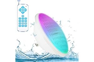KOLLNIUN Lámpara LED para piscinas, 20W PAR56 RGB para piscinas Lámpara subacuática con control remoto para piscinas, 12V AC/DC IP68 Waterproof Pool Lamp (20)