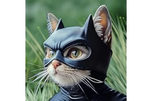 WANHUHOU Maschera da Batman per gatti, costume da supereroe per animali domestici in lattice, morbida e aderente, taglia regolabile, adatta a gatti di peso inferiore a 12 kg.