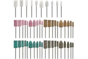 Linkstyle 50PCS Brocas de pulido Montado Moler Ruedas de pulido, Lana/Sésamo/Caucho/Cuero de vaca Herramientas de molienda Accesorios para herramientas rotativas Juego de vástago de 3 mm