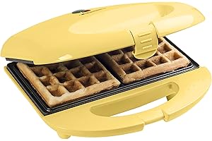 Bestron Waffle Maker, piastra per waffle a forma di belga, macchina per waffle con antiaderente & indicatoro luminso, collezione Sweet Dreams, 700 watt, colore: Giallo