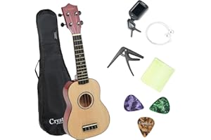 CRYSTALS Crystal 21" Soprano Ukulele for Beginners with Gig Bag, Felt Pick & Spare Strings – Ukulele for Adults – Perfect Musical Instrument for Learning & Fun – Natural