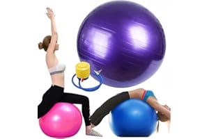 DERRINS Pelota de Pilates, Ejercicio en Casa, Yoga Ball, Pelota Hinchable Gigante, Pelota Yoga, Pelota de Ejercicio Pelota Anti-Burst, Gimnasia Fitness Embarazo, con Bomba hinchado, 55cm