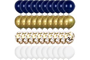 WASAII 60pcs 12 Inches Navy Blue and Gold Balloons Navy Blue and Gold Balloons Navy Blue Balloons Gold Metallic Balloons for Birthday Party Decorations for Men Boy Anniversary Party Decorations