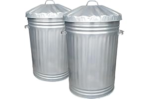 2 x Large 90L Litre Galvanised Steel Metal Bin Ideal for Animal Feed Storage Rubbish Dustbin By KetoPlastics