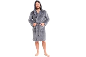 Toro Rocco Mens Hooded Robe Super Soft Long Flannel Fleece Bathrobe Dressing Gown For Men Bath Robes