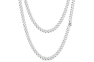 PROSTEEL Collana Uomo a Catena Cubana Barbazzale Grande Robusta, Larga 5 6 10 14 mm, Lunghezze Varie 35-75 cm, Acciaio Inossidabile/Placcato Oro, Argento Oro Nero, Regalo Ottimo (con Confezione)