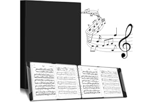 VEGENA Classeur partitions 4 côtés pliable A4 52 pochettes transparentes Noir pupitre porte-notes instrumentaliste musicien