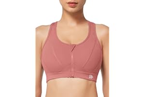 Yvette Soutien-Gorge de Sport Zippée Devant Dos Nageur avec Coussinets Soutien Élevé sous-vêtements de Sport Femme