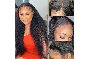 YLEGANT Pelucas Mujer Pelo Natural Humano Rizada 13x4 Kinky Curly Lace Front Wig Human Hair For Black Women Peluca Rizada Mujer Peluca Pelo Humano Mujer Color Negro Natural 16 Pulgada (40cm)