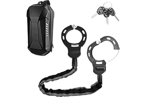 GuKKK E Scooter Schloss mit 3L Wasserdichter Tasche,Handschellenschloss mit Schlüssel,Fahrradschloss für E Scooter mit Gummi-Lock-Hülse, 92CM, 1.5KG, Hochsicherheitsschloss ideal für Scooter Motorrad