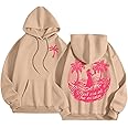 Pink Puff Graphic Hoodies for Teen Girls Kids Womens Cute Letter Print Casual Preppy Sweatshirts Oversized Long Sleeve Y2K Streetwear Tops Pullover