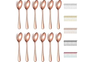 Evanda Cucharillas de café oro rosa 12 piezas, 14cm de titanio oro rosa Acero inoxidable cuchara de té, cubiertos para té, postre, pastel, postre y ensalada, apto para lavavajillas