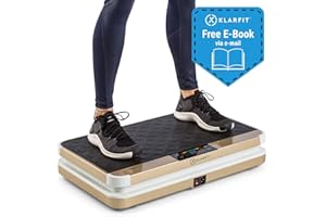 KLAR FIT Vibe VX - Plateforme vibrante, Mouvement de Rotation de Gauche à Droite, Puissance de 200 Watts, Enceinte Bluetooth intégrée, Bandes de Fitness, Charge Max. 120kg, 20 Vitesses