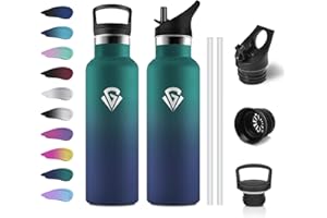 KOLLYKOLLA Botella Termica 500ml, Botella Agua Acero Inoxidable Niños Cantimplora Termo con Pajita, Reutilizable, sin BPA, Fácil de llevar, Cantimplora Termica para Niños, Escuela, Adultos, Camping, Gimnasio