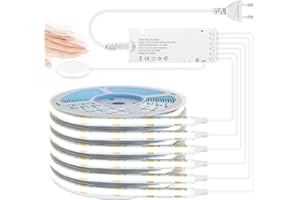 LRGBST 12V COB LED Streifen，6 Rollen 2M Weiß LED Streifen Mit Touch und Hand Sweep Dimmschalter für Schrank, Küchen, Vitrinen, Regal, Shelves，Akustikpaneele Beleuchtung
