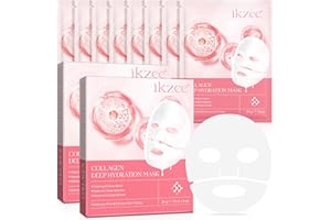 PLOBRT Masque visage au collagène, lot de 8 masques au collagène, masque hydrogel hydratant de nuit, véritables masques visage au collagène à hydratation profonde, amélioration de l'élasticité