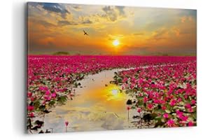 ARTTOR Lienzos decorativos 100x70cm Cuadro Sobre Lienzo Moderno lago flores Grande Dormitorio Cocina Cuadros Pared Imágenes Cuadros Decoracion Salon Wall Art Prints Decor Canvas AA100x70-3769