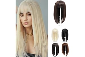 BUYOGET Dark Brown Hair Topper Clip in Hair Pieces for Woman Long 18 Inch Clip in Toppers with Fringe for Thinning Hair