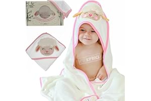 KPRICE® Cape de Bain Bebe | Serviette Bebe Capuche | 100% Bambou | Sortie de Bain Bébé Ourson | Cadeau Naissance | Cap de Bain | Drap de Bain Animaux (90_cm, Mout Rose)