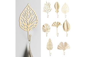 Guniata 8 stycken garderobskrokar guld, klädkrokar blad, dekorativa väggkrokar guld, hängande nyckelhatt smycken, för entré