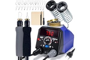 WEP 939D-VI Doppel-Stift-Holzbrenner set 250–750 ℃ mit A/B-Umschalter, 2 abnehmbaren Brandmalkolben, 20 Brennspitzen, Doppelläufigem Halter–Geeignet für Brandmalerei auf Holz und Leder (EU Stecker)