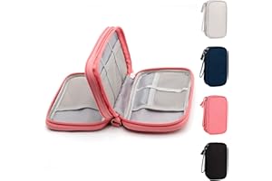 Ruyosn Organizador de Cables Resistente al Agua Bolsillo Pequeño para Disco Duro, Doble Capa, Bolsillo electrónico Organizador eléctrico Bolsa para Cables, Rosa