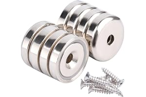 OCEUMAOA Aimant a Visser Puissant 10kg Gros Aimant Neodyme Super Puissant Contre-alésage avec Manchon en Acier,Magnet 20mm 8 Pièces