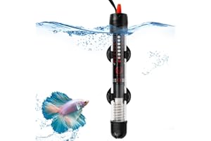 MplehDa Chauffage d'Aquarium 25W, Température Réglable Chauffe-Aquarium avec Ventouse,Thermomètre Intégré Régulateur de Température Externe pour Poissons et d'aquarium
