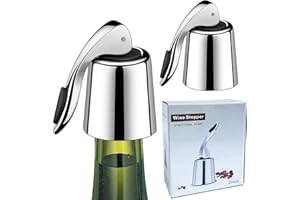 PAFUSEN Weinflaschenverschluss 2 Stück, Edelstahl Weinverschlüsse Flaschenverschluss Verbessertes Pleuel, verstärkt, wiederverwendbar hält Wein frisch, Geschenkidee für Weinliebhaber(Wine Stopper Silber)