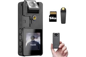 Hoestr Body Camera, 1296P HD Body Cam (3000 mAh) mit IR Nachtsicht und 180° drehbarem Objektiv,Bodycam Körperkamera Ideal für den privaten Gebrauch, die Polizei und Strafverfolgungsbehörden (64GB)