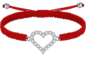 J.Endéar Heart Bracelet for Girls, 925 Sterling Silver inlaid with Zirconia Handmade Braided Filigree Rope Bracelet Gift