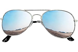 Mustavo Childrens Silver Mirror Sunglasses Kids Childs Boys Girls Mirrored Lense Lightweight Frame UV400 Retro Classic Pilot Style