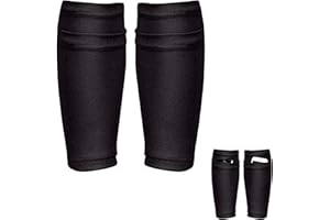 AYNKH Protège-tibias noirs avec poche pouvant contenir des protège-tibias, résistants à l'abrasion, confortables, respirants pour les matchs de football débutants