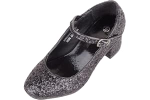 ABSOLUTE FOOTWEAR Zapatos de tacón con purpurina brillante para niños y niñas