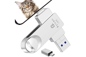 [Senza APP] Chiavetta USB per lPhone,Ryican 128GB Memoria Esterna Pendrive USB C 3.0 Chiavetta per lphone per scaricare foto 4 in 1 Photostick per iOS/Smartphone/Pad/Android/PC/Tablet,Argento
