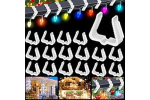 Byfoyif 80 Stück Dachrinnenhaken für Lichterketten, Weihnacht Licht Clips Kunststoff Lichterkette Halterung Outdoor Lichtvorhang Haken Mini Dachrinnenhalter für Weihnachtsaußenbeleuchtung