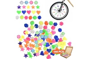 Ormromra 144 sztuki kolorowych koralików szprychowych do roweru dziecięcego, odblaskowe klipsy na szprychy, akcesoria rowerowe dla dzieci, odblaskowe koraliki szprychowe, świecące plastikowe