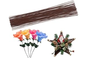 Cinvo Stem Wire - Alambre de 100 unidades, papel floral, 35,5 cm, calibre 22, para arreglos de flores, ramo de manualidades, flores de madera (marrón oscuro)