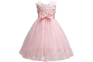 Discoball Girls Princess Dress,Tulle Bow Lace Embroidery Flower Girl Dress,Birthday Party Wedding Bridesmaid First Communion Girls' Dresses for 1-10 Years