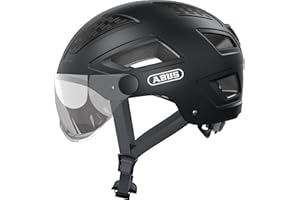 ‎ABUS ABUS Kask miejski Hyban 2.0 ACE – kask rowerowy z wizjerem, światłem i twardą obudową ABS, dla kobiet i mężczyzn