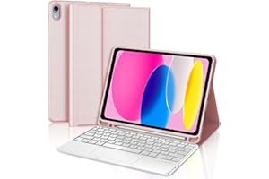 IVEOPPE Clavier iPad (A16) 11ème Génération 11 Pouces 2025/iPad 10ème Génération 10.9” 2022 avec Trackpad, Étui Clavier Touchpad AZERTY sans Fil Bluetooth pour iPad 10eme/11eme, Rose